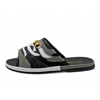 รองเท้าแตะ SKF-38 หนังไมโครไฟเบอร์นิ่มเทา-นิ่มดำ-นิ่มขาว